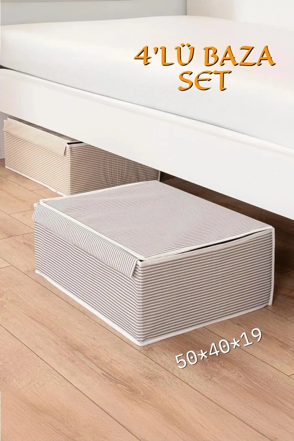Enuverbi-4 Pieces Box Storage Box and under Bed Compatible Clothes Pillow Storage Organizer Storage Box 50X40X19 1