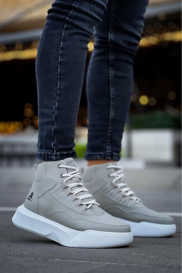 Byshoes-BA0318 Lace-Up Men's High Sole Gray Sole Sports Boots 1