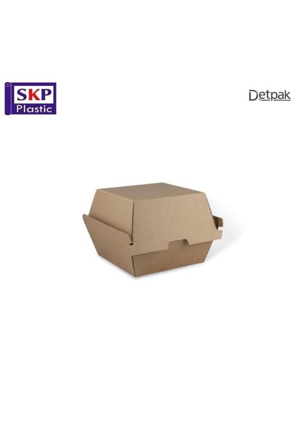 SKP Plastic-Brown Paper Burger Boxes with Lock Lid (20 Pack) 1
