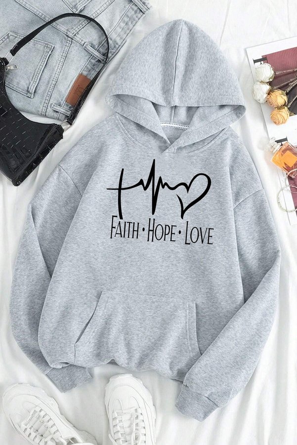 trendypassion Faith Hope Love Printed Oversize Sweatshirt