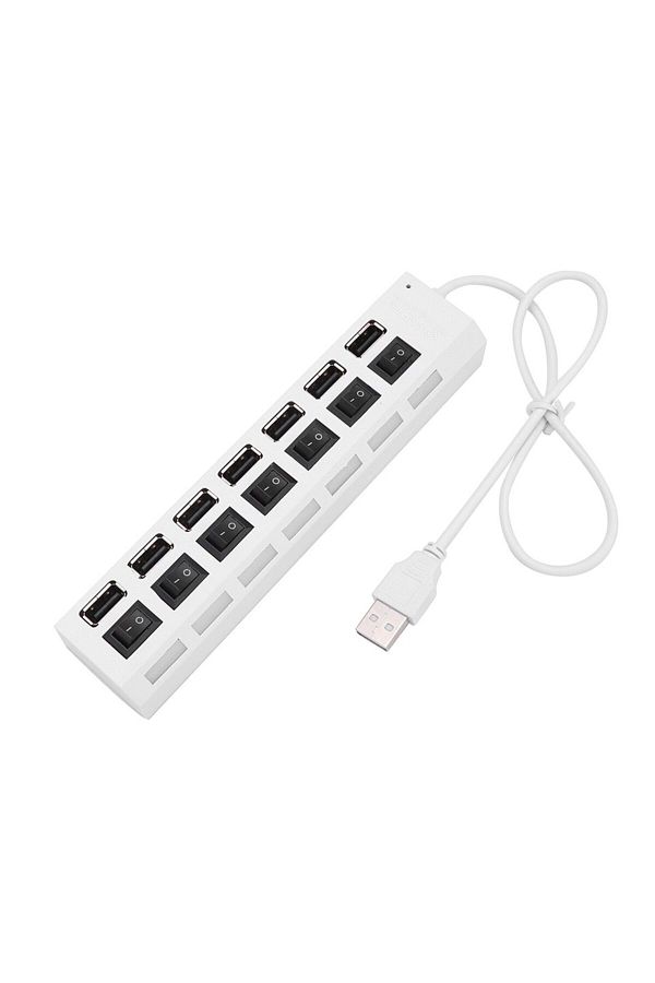 Choice-موزع USB أبيض 7 منافذ USB متعدد المنافذ للاستخدام، محول طاقة، موسع USB 2.0، كمبيوتر شخصي 1