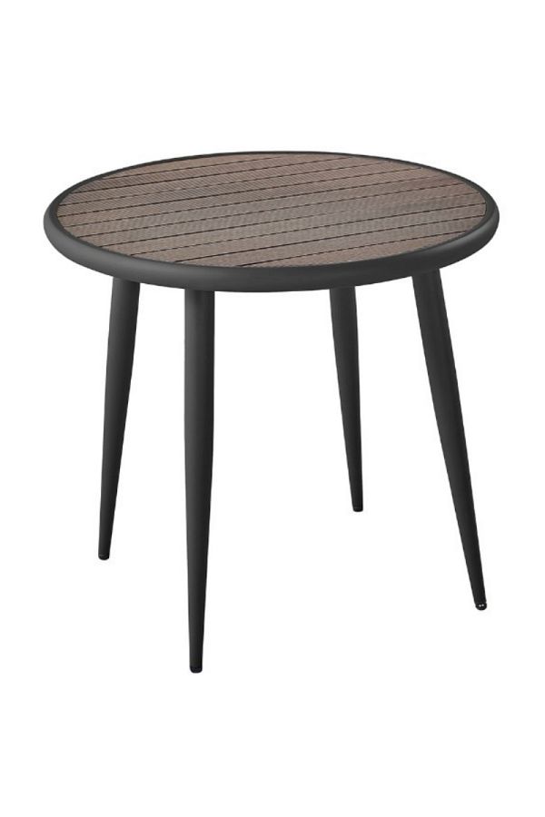 Generic-طاولة طعام خارجية دائرية، حديد وخشب، 80×80×75 سم 1