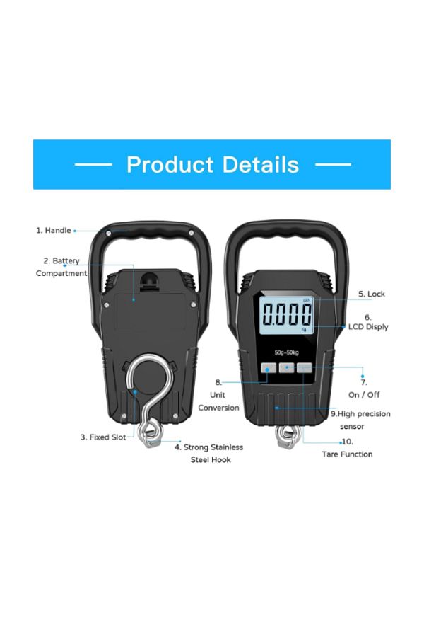 MACON-Scale 110 Lb/50 Kg Luggage Scale, Upgrade Large Handle & Backlit Lcd Display 1