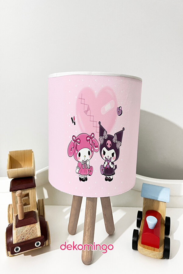 dekomingo Kalpli Kuromi ve My Melody Desenli Bebek Çocuk Odası Masaüstü Abajur