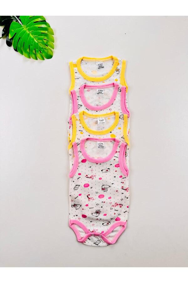 EFU BABY 4'lü Ekonomik Esnek Kız Bebek Atlet Body