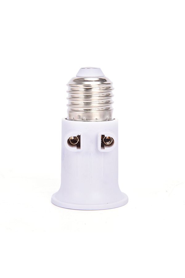 HUXUAN-White Pbt Fireproof E27 Bulb Adapter Lamp Holder Base Socket Conversion With Eu Plug 1