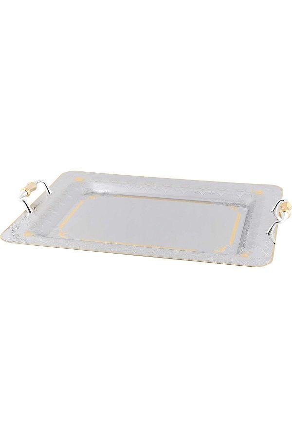ALSAIF-Serving Tray Set, Modern And Elegant Design That Adds Touch To Any Space, Silver/gold 1