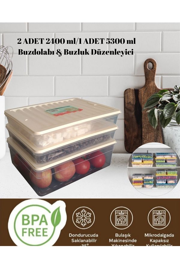 VİZYON-حاوية تخزين الطعام ذات الغطاء الكبير، مجموعة منظم الثلاجة، حاوية تخزين متوافقة مع الفريزر، حاوية صندوق الثلج 1