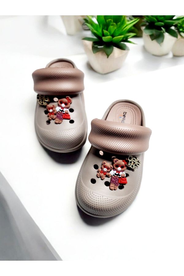 AkınalBella-Eva Loop Cute Bear Sticker Sea, Pool, Beach Slippers 1
