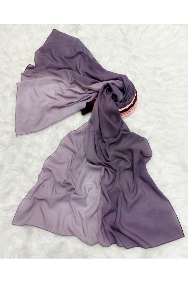 istanbul prensesleri-Patterned Chiffon Shawl Gradient Model Soft - Flexible - Soft 1