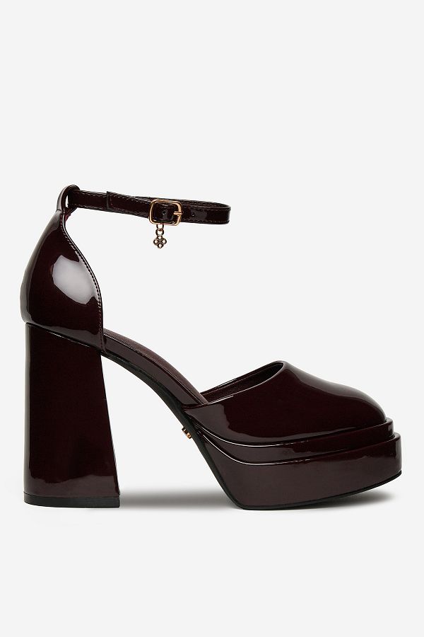 DeeZee-Women's Pumps on a block low red block with platform 40 1