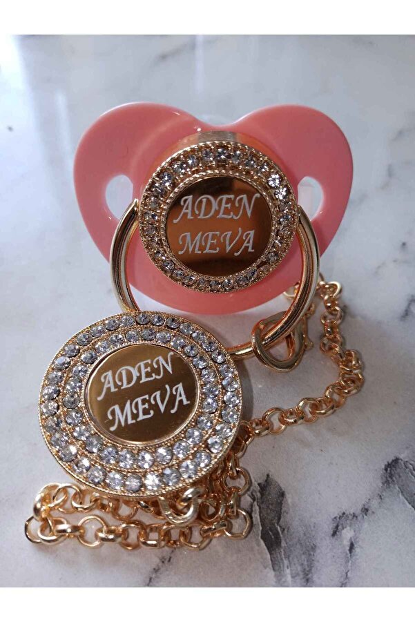 Sahi Aksesuar Kaplama Isimli Zirkon Taşlı Silikon Bebek Emzik Seti (0-6 AY) Ztse123