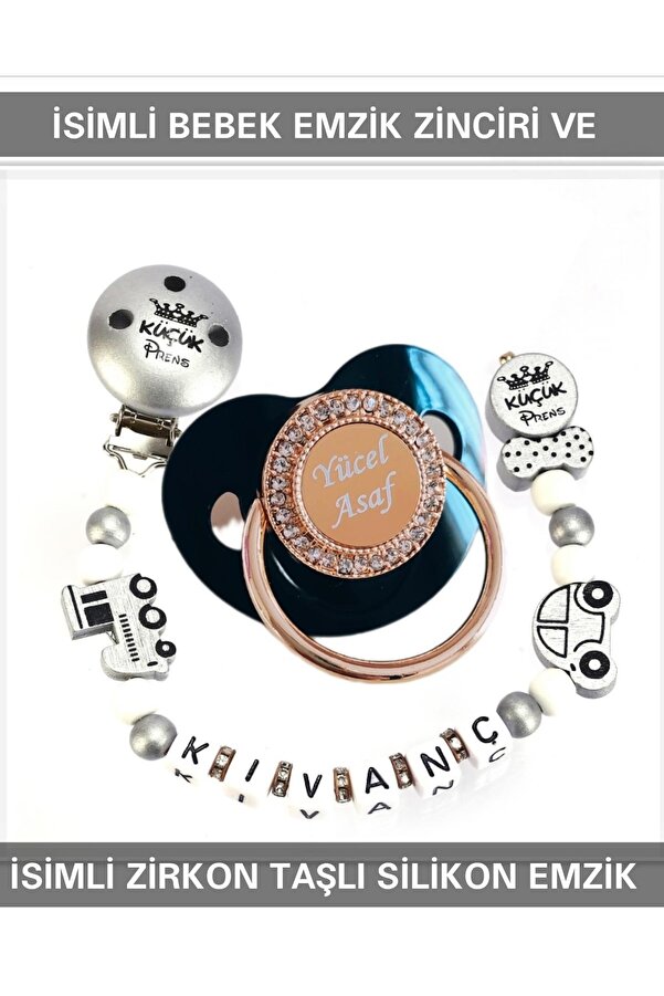 Sahi Aksesuar Isimli Bebek Emzik Zinciri Ve Isimli Silikon Emzik Seti