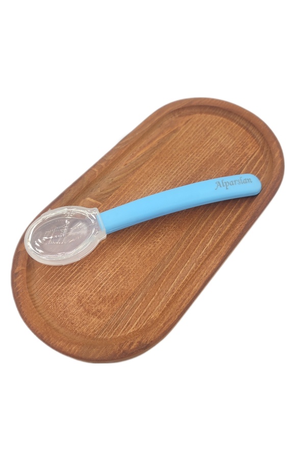 Sahi Aksesuar Kişiye Özel Isimli Mavi Renk Silikon Bebek Mama Kaşığı  (0-6 Ay) - 1689