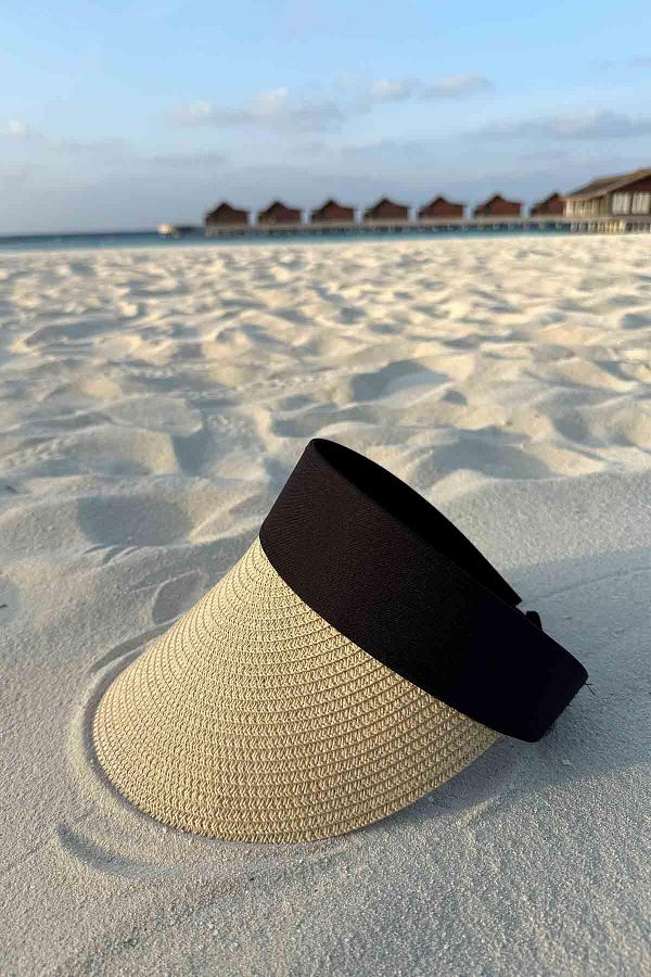 FRESCO SCARFS-Straw Visor Hat - Open Top and Foldable 1