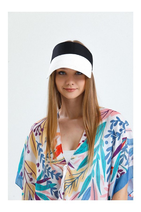 FRESCO SCARFS-Straw Visor Hat - Open Top and Foldable 1
