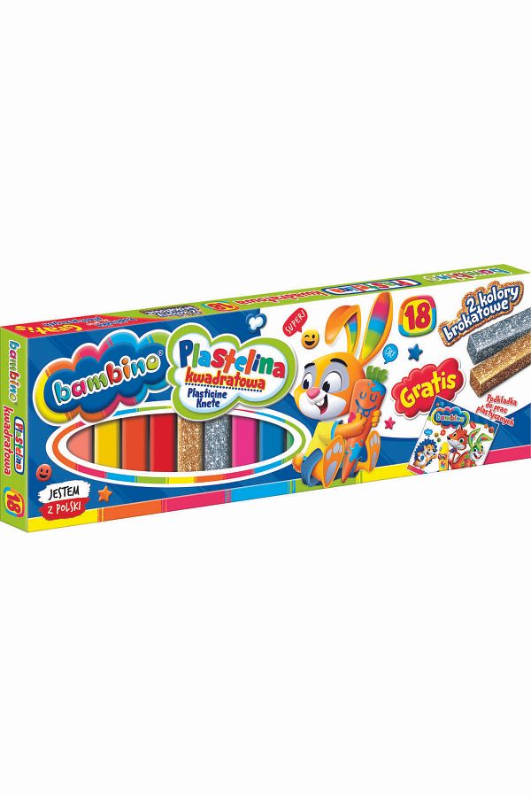 Bambino-Modeling Clay Set in Square Stick Shape, 18 Intense Colors 1