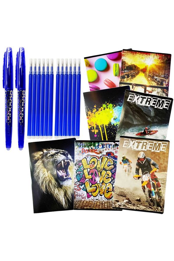 Ropet-Student A4 notebooks, 5 matte, 5 dictando and 2 Erasable Pens, 12 frixion compatible refills 1