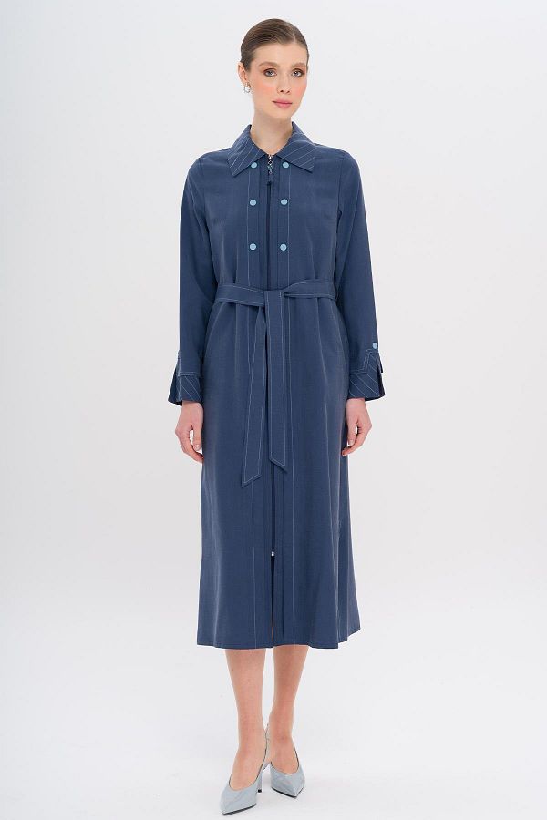Olcay-Unlined Modal Cap with Zipper Closure and Stitching Detail Indigo 6721 1