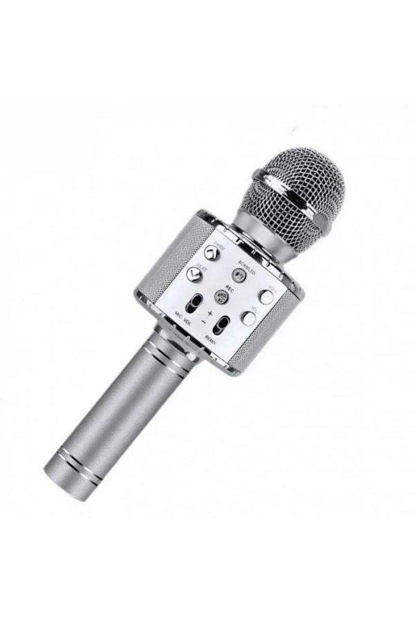 MACVI-Macvi® Bluetooth Karaoke Microphone with Built-in Speaker, Silver 1