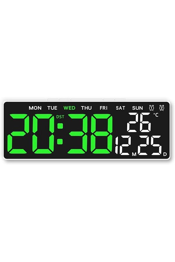 Generic-ساعات منبهة رقمية متعددة الوظائف من YLTTZH مزودة بإضاءة LED للمكتب والحائط، شاشة كبيرة مع مخرج USB، منبه/ 1