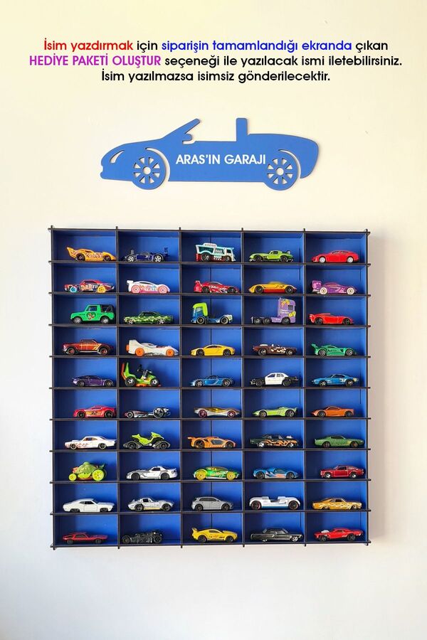 metafortoys Oyuncak Araba Rafı 50'li Mavi (hotwheels Ve Matcbox Arabaları Için Uygundur)