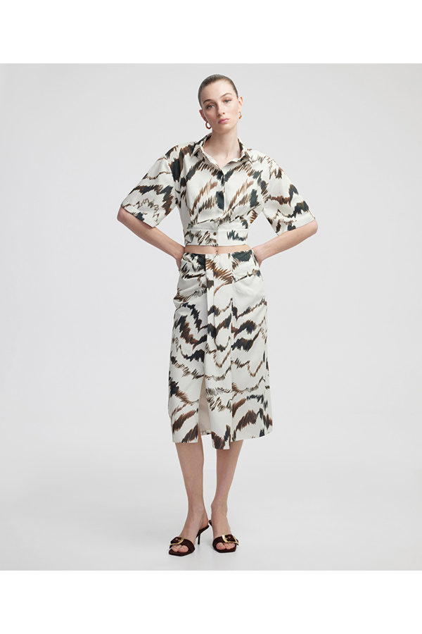 İpekyol-Patterned Midi Skirt 1
