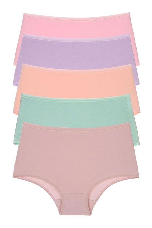 Nicoletta-Magas derekú pamut Lycra női bugyi 5 csomag - lazac 1