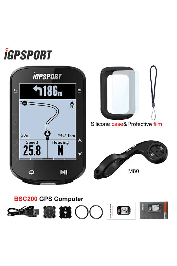 iGPSPORT-BSC200 with M80 IGPSPORT BSC200 GPS Cycle bike Computer Wireless Speedometer Bicycle Digital ANT+ Ro 1