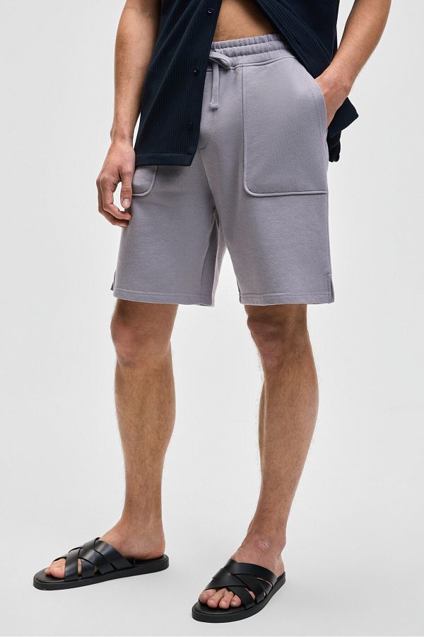 GRIMELANGE-Gauci Men's Relaxed Lilac Shorts with Elastic Waist and Side and Back Pockets 1