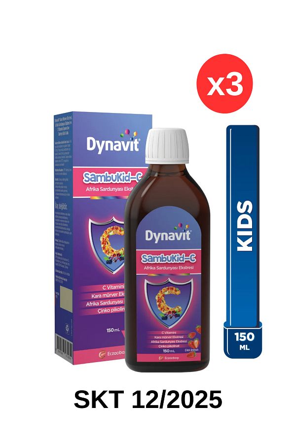 Dynavit-Sambukid-C Syrup 150 ml Black Elderberry Extract, Vitamin C, Zinc, African Geranium Extract (3 Pcs) 1
