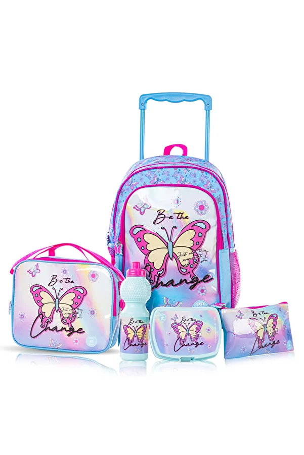 Eazy Kids-Set of 5 Trolley 16" School Bag Combo - Butterfly 1