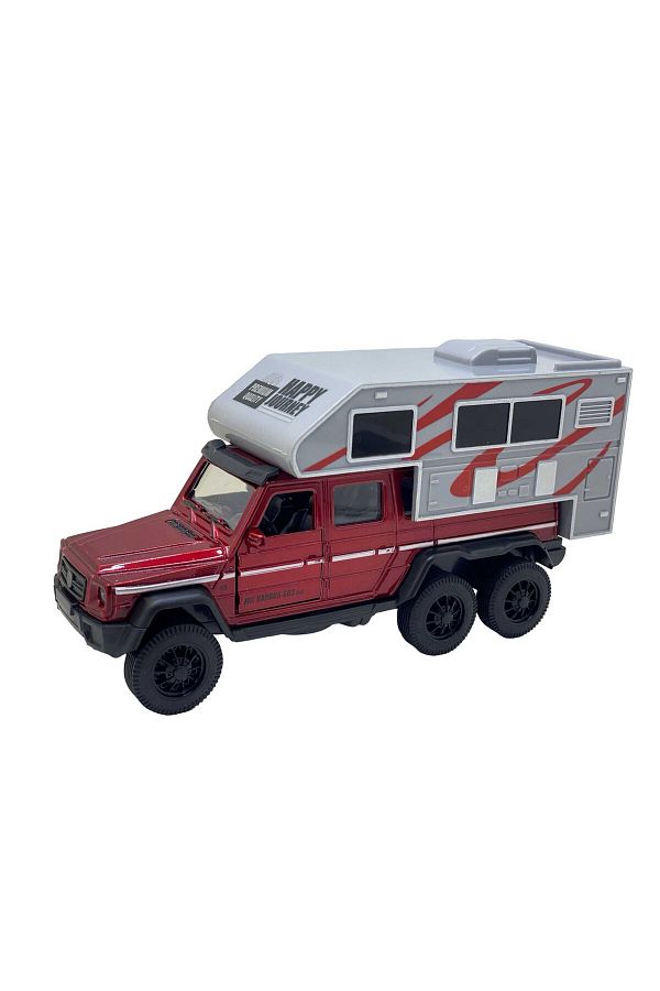JPT-Mercedes Camper Off-Road Brabus Model, 1:32 Scale, with Interactive Functions, Red Color 1