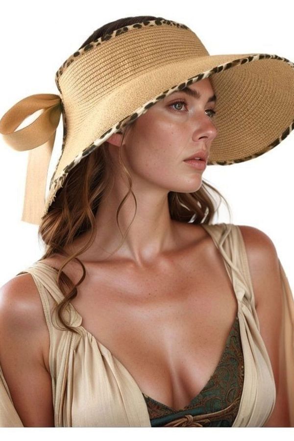 bacc-Camel Bow Open Top Wide Straw Hat Bcnsv-2514534 1