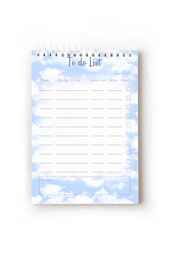 Handeto Kraft-Cloud Themed English to Do List, A5 to Do List, Planner, Task List, Planner 1