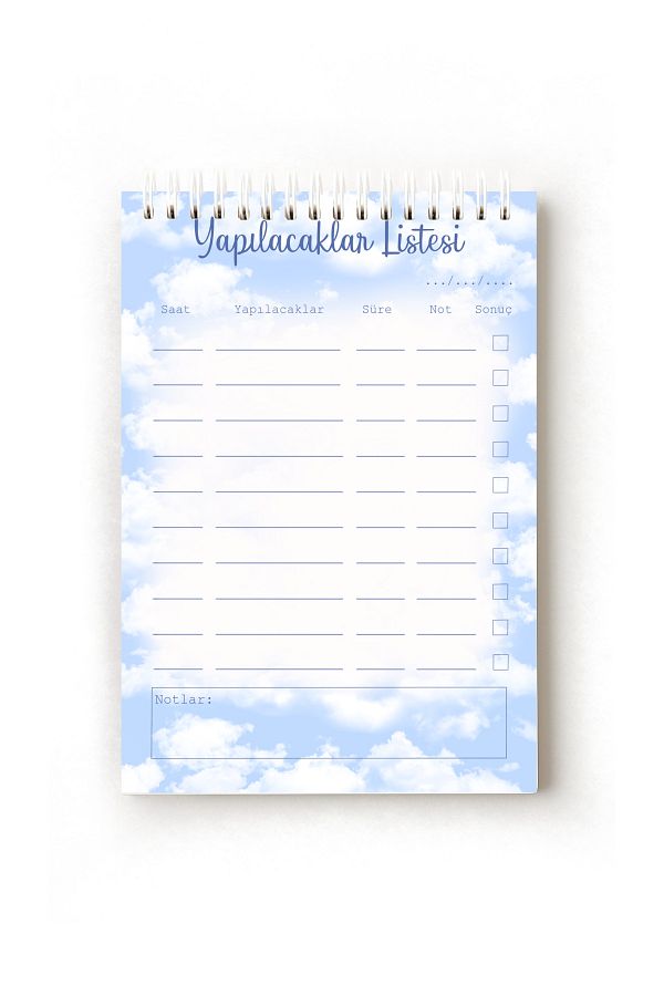 Handeto Kraft-Cloud Themed Turkish to Do List, A5 to Do List, Planner, Task List, Planner 1