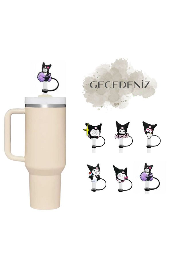 GECEDENİZ-Straw Stopper Thermos Compatible Kuromi No6 1