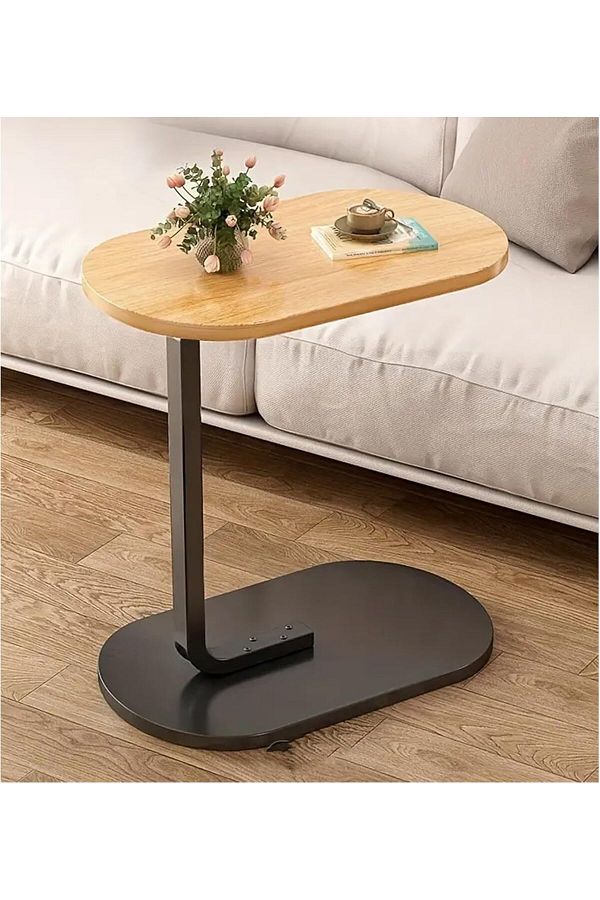 NEXIFY-Small C-Shaped Bed Side Table, Round End Table for Sofa,Coffee 1
