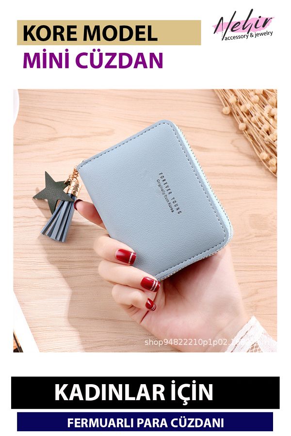 Nehir-Plain Pattern College Girl Student Mode Multi-Function Zipper Mini Coin Pouch Card Holder 1