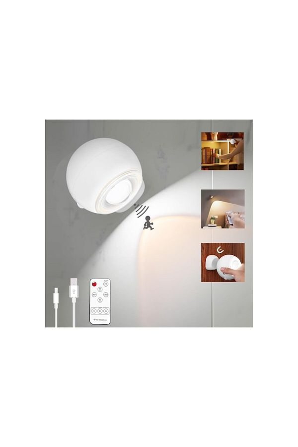 DELPI-LED Lamp with Motion Sensor, USB Rechargeable, Portable, Remote Control, Magnetic Self-Adhesive Moun 1
