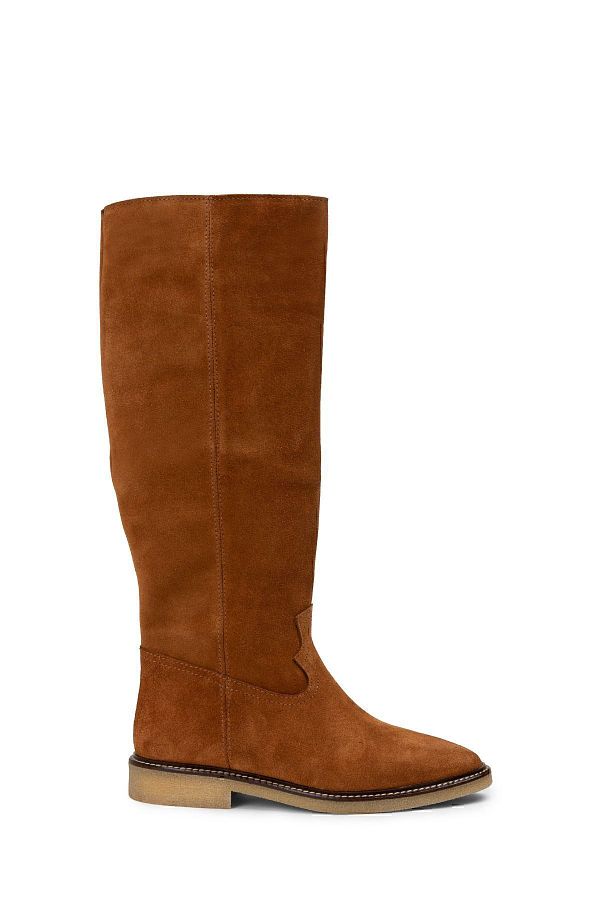 Deery-Cizme de damă din piele intoarsa autentica culoare bronzata 1
