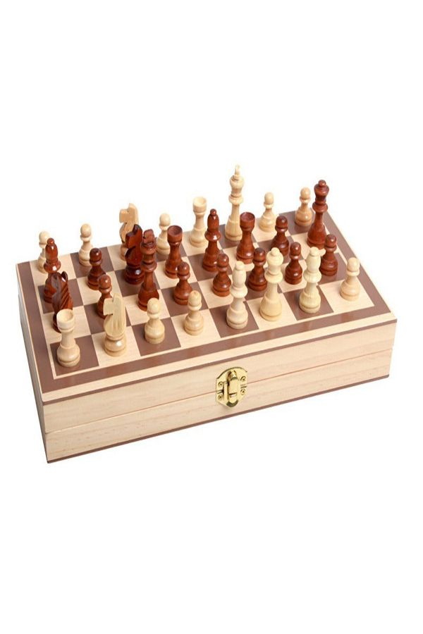 Velixo-Wooden Chess & Backgammon Set, Foldable, Includes Checkers, Trains Memory & Strategy,pieces Included 1