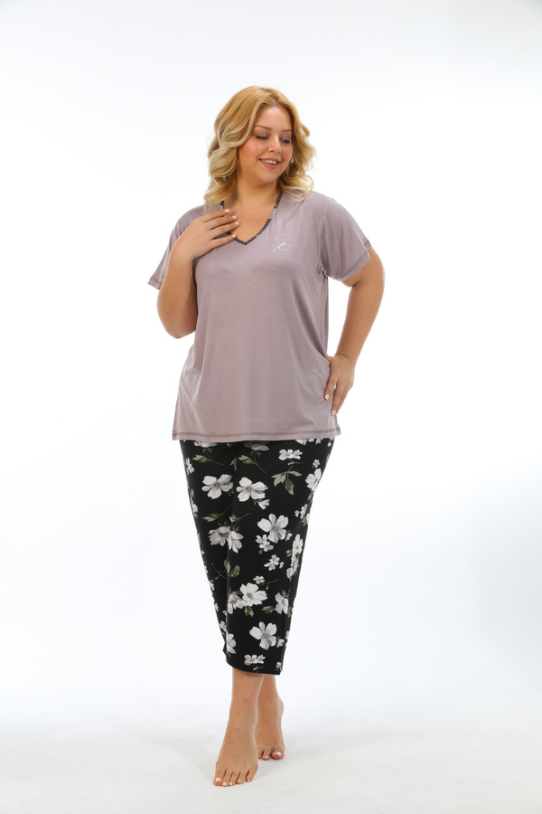Etoile-Γυναικείο Κάπρι Σετ Πιτζάμες Bamboo Plus Size 74003 1