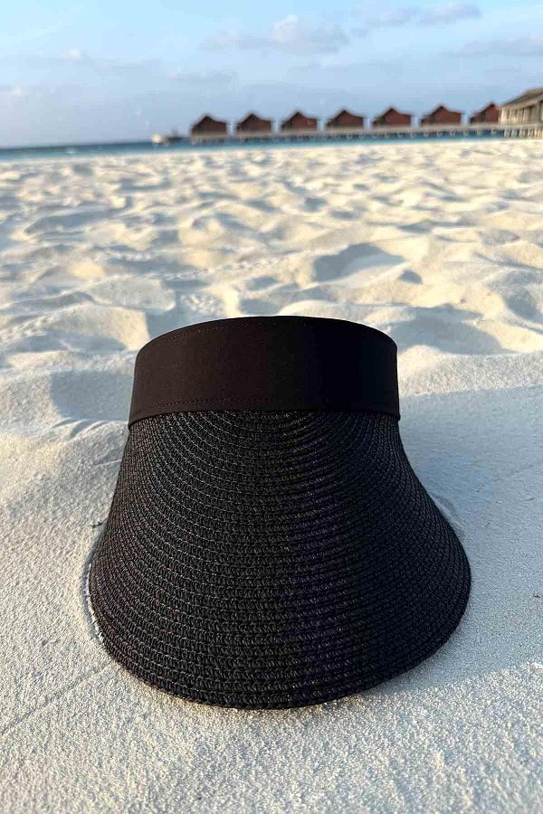 FRESCO SCARFS-Straw Visor Hat - Open Top and Foldable 1