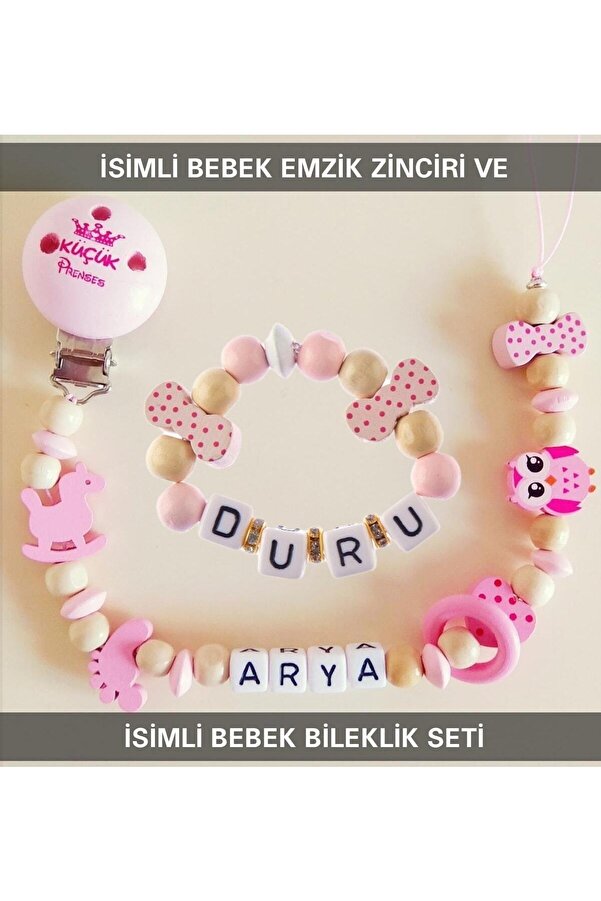 Sahi Aksesuar Isimli Bebek Emzik Zinciri Ve Bebek Bileklik Seti