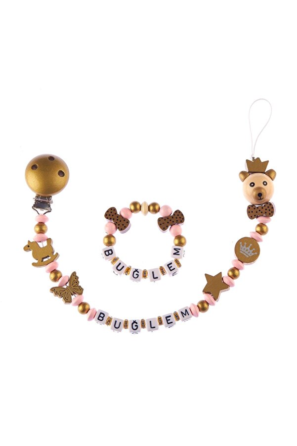 Sahi Aksesuar Isimli Emzik Zinciri Ve Emzik Askı Seti - Bebek Hediyesi