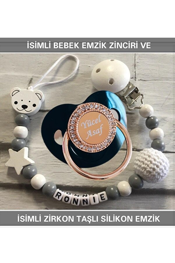 Sahi Aksesuar Isimli Bebek Emzik Zinciri Ve Isimli Silikon Emzik Seti