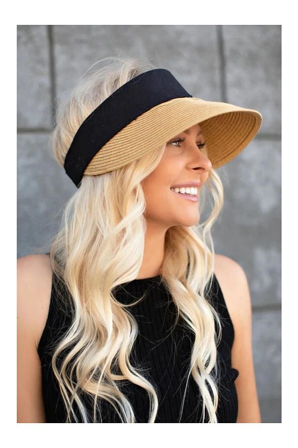 FRESCO SCARFS-Straw Visor Hat - Open Top and Foldable 1