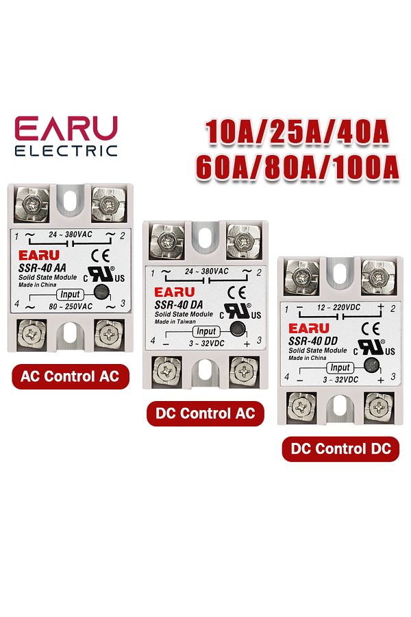 EARUELETRIC-Da Ssr-25a Ssr-25da Ssr-40da Ssr-40aa Ssr-40dd Ssr 10a 25a 40a 60a 80a 100a Dd Da Aa Solid State Rel 1