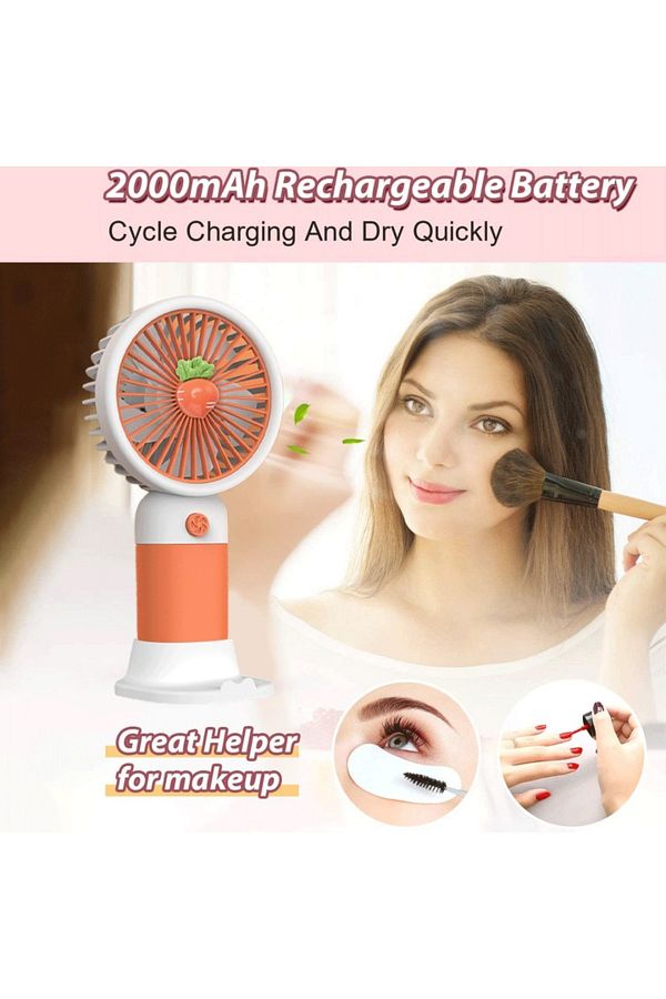 FOXMAG24-Portable mini fan, strawberry, powered by a rechargeable battery via USB 1